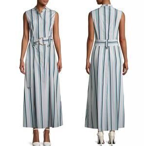 DVF Diane Von Furstenberg Striped Sleeveless Belted Maxi Dress Size 6